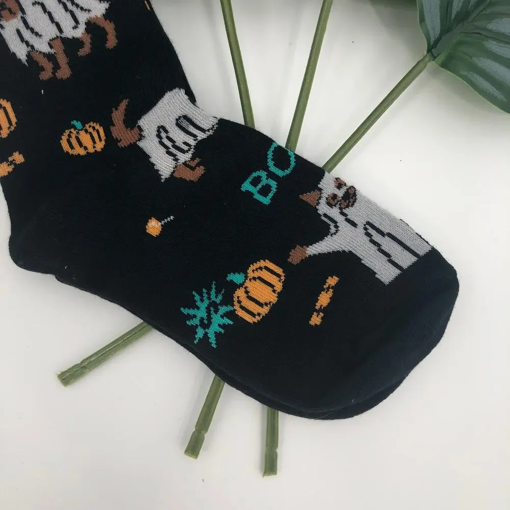 Sock It To Me Glow In The Dark Black Dog Ghost Costume Halloween Kids Crew Socks